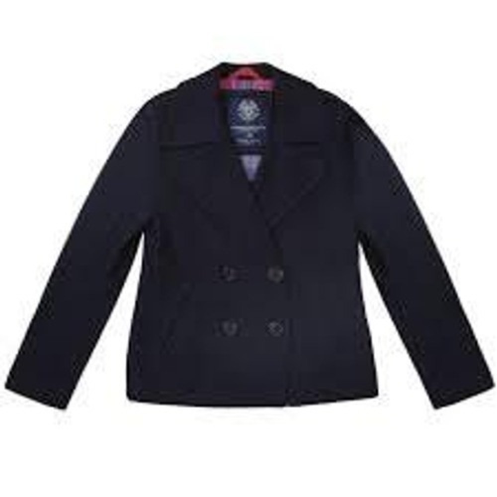 American Eagle Pea Coat Women Medium Navy Blue Wool Blend Jacket Sailor Vintage